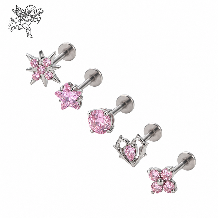 Stud System — Titanium 5-Top Piercing Set