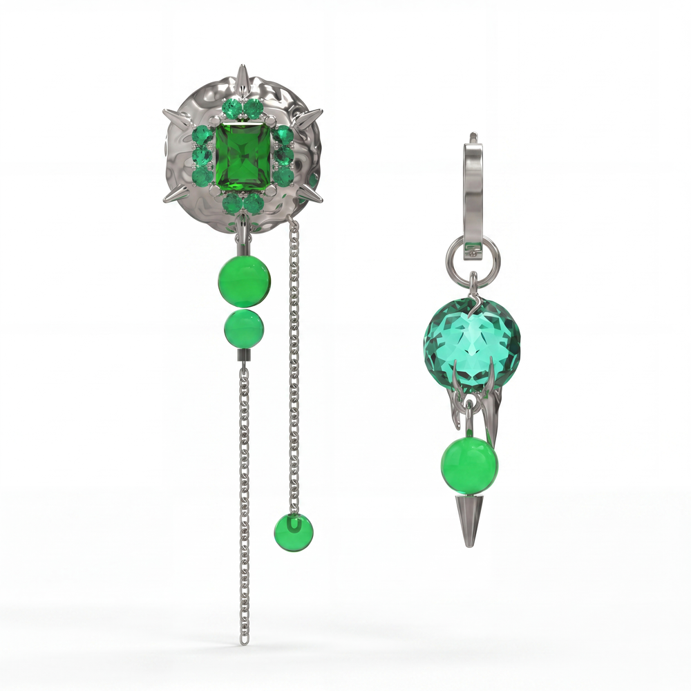 SpaceTrash BRAIN STIMULATION - A/B EARRING SET - Sustainable Streetwear Jewelry from Recycled Silver