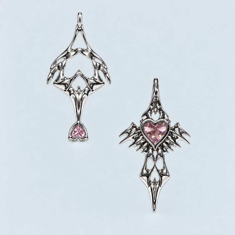 BAD ANGEL Pink A/B Earring worn