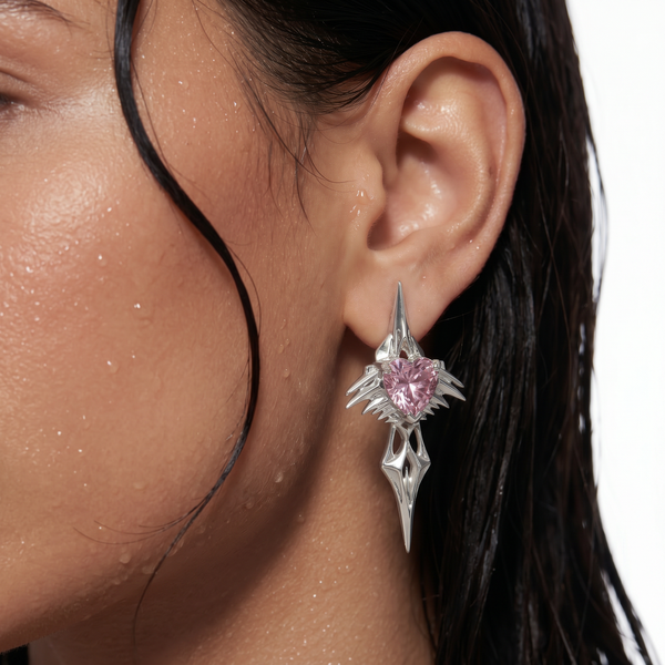 BAD ANGEL Pink Armor Earring worn