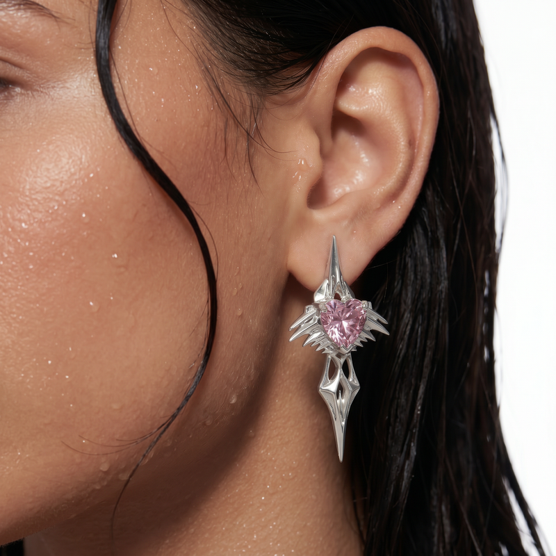 BAD ANGEL Pink Armor Earring worn