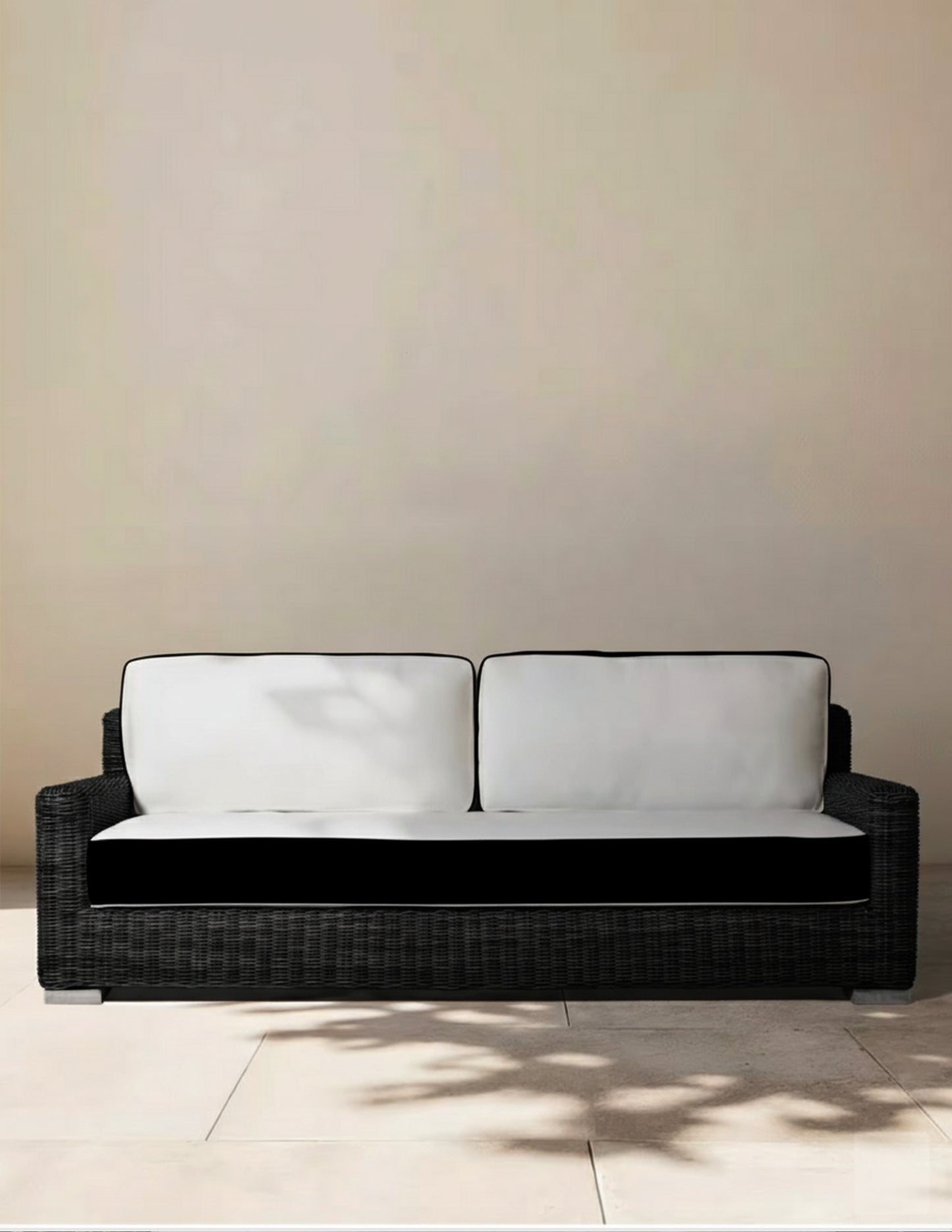 Black All-Weather Wicker Outdoor Sofa