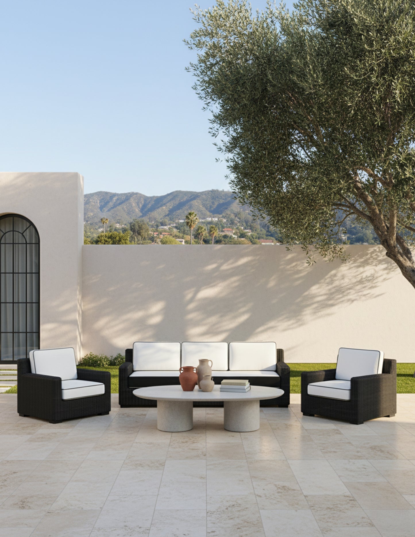 Black All-Weather Wicker Outdoor Sofa