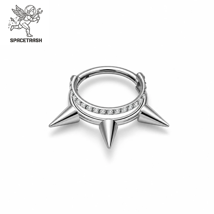 Pavé Spike Clicker — Titanium Nose Ring