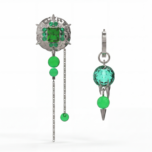 SpaceTrash BRAIN STIMULATION - A/B EARRING SET - Sustainable Streetwear Jewelry from Recycled Silver