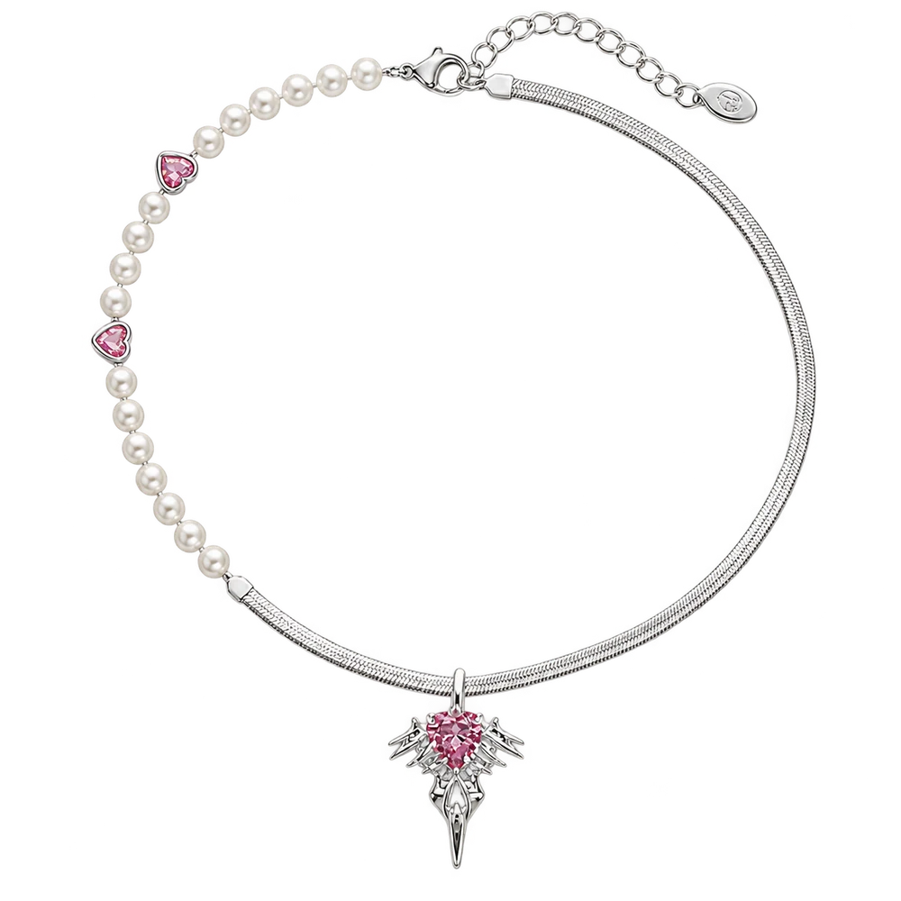 BAD ANGEL Simulated Pearl Halo Necklace