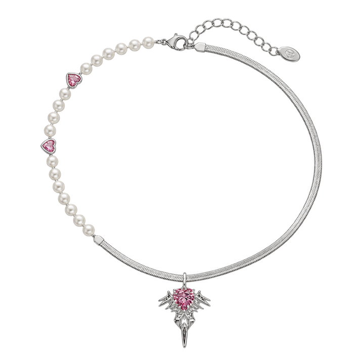 BAD ANGEL Simulated Pearl Halo Necklace
