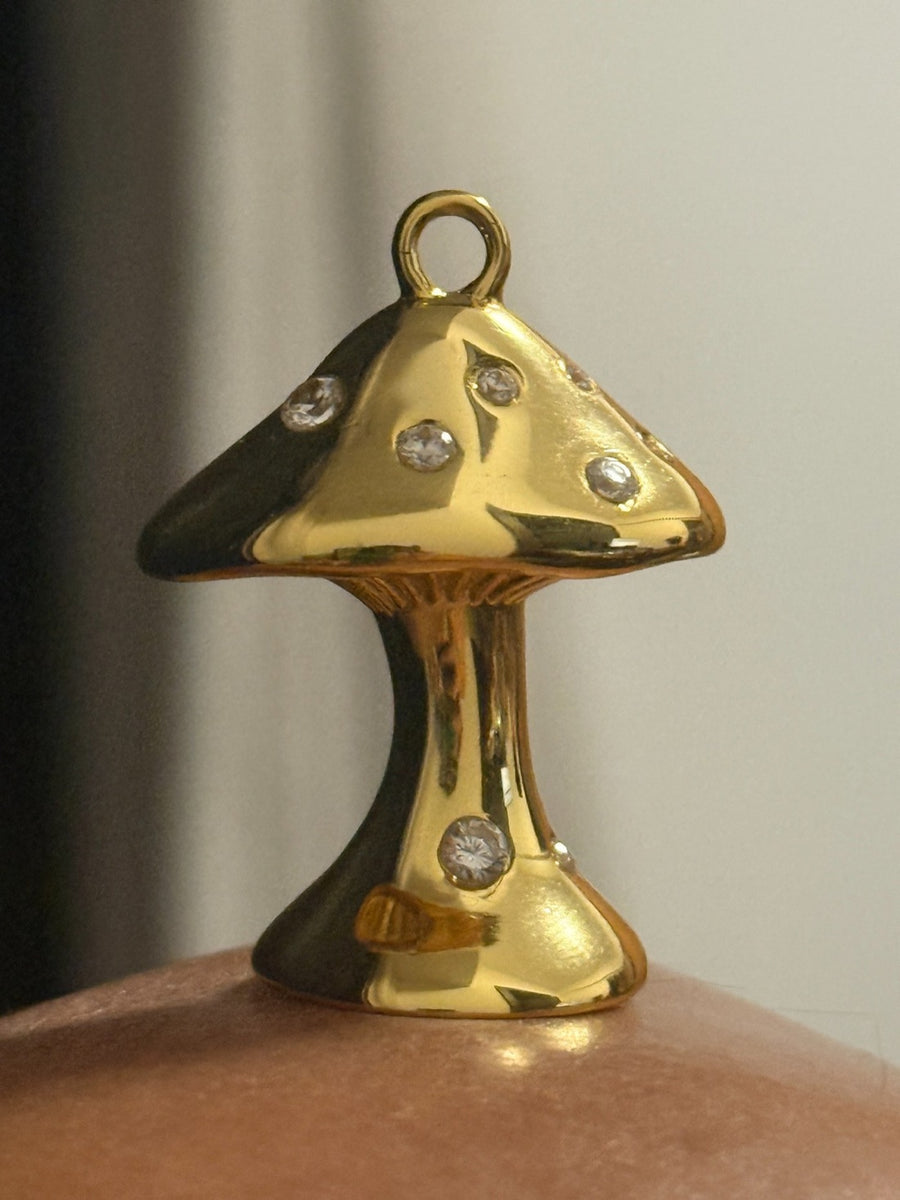SPACETRASH mushroom pendant prototype in gold